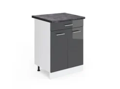 Küchenschränke<Vicco Küchenunterschrank R-Line Hochglanz/Weiß 60 cm mit Schublade AP