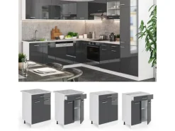 Küchenschränke<Vicco Küchenunterschrank R-Line Hochglanz/Weiß 60 cm mit Schublade AP