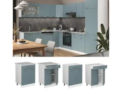 Vicco Küchenunterschrank R-Line Blau-Grau 60 cm mit Schublade ohne Arbeitsplatte< Einbauküchen