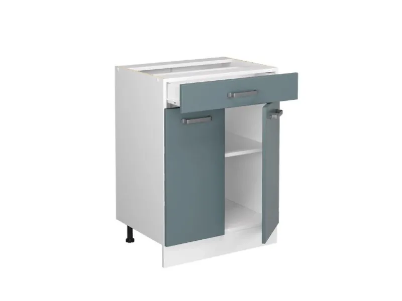 Vicco Küchenunterschrank R-Line Blau-Grau 60 cm mit Schublade ohne Arbeitsplatte< Einbauküchen