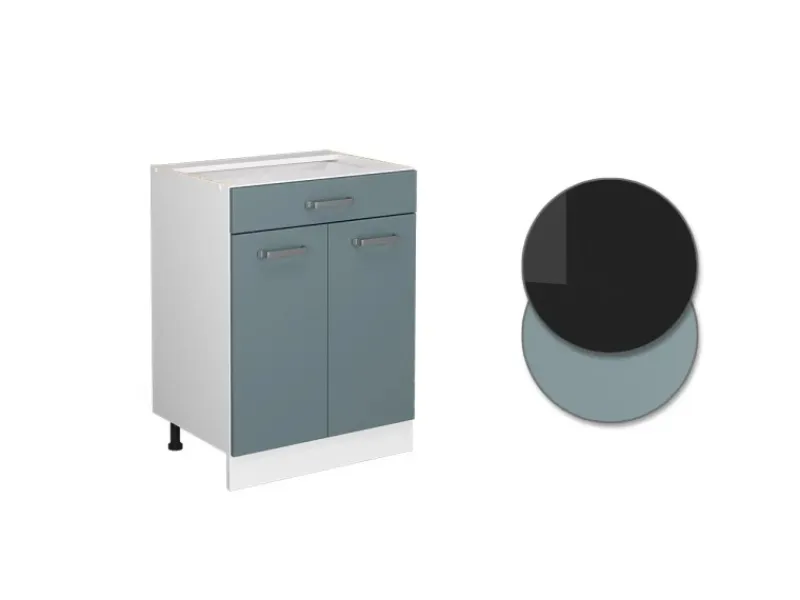Vicco Küchenunterschrank R-Line Blau-Grau 60 cm mit Schublade ohne Arbeitsplatte< Einbauküchen