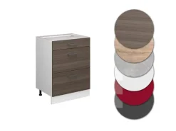 Vicco Küchenunterschrank R-Line Grau/Weiß 60 cm mit Schubladen AP Marmor< Küchenschränke