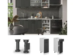 Outlet Vicco Küchenunterschrank R-Line Anthrazit Landhaus/Weiß 30 cm ohne Arbeitsplatte Anthrazitgrau