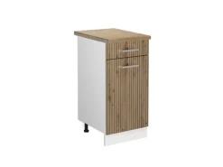 Pfannen<Vicco Küchenunterschrank R-Line Schubladenschrank für die Küche Artisan-Eiche/Weiß 40 cm AP Eiche