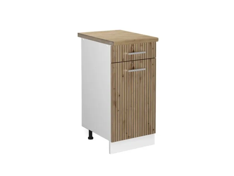 Pfannen<Vicco Küchenunterschrank R-Line Schubladenschrank für die Küche Artisan-Eiche/Weiß 40 cm AP Eiche