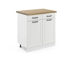 Best Vicco Küchenunterschrank R-Line Schubladenschrank für die Küche Landhaus/ 80 cm AP Eiche Weiß