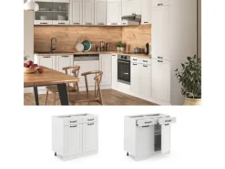 Best Vicco Küchenunterschrank R-Line Schubladenschrank für die Küche Landhaus/ 80 cm AP Eiche Weiß