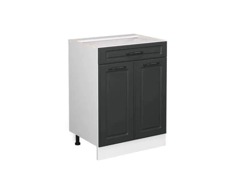 Küchenschränke<Vicco Küchenunterschrank R-Line Anthrazit Landhaus/Weiß 60 cm mit Schublade ohne Arbeitsplatte
