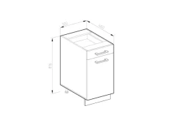 Vicco Küchenunterschrank R-Line Hochglanz/Goldkraft Eiche 30 cm AP Anthrazit< Pfannen