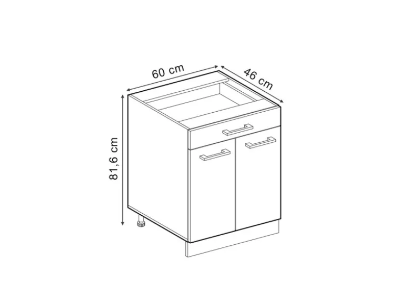 Vicco Küchenunterschrank R-Line Schubladenschrank für die Küche Schwarz Beton 60 cm AP Anthrazit mit Goldkraft Eiche Korpus< Küchenrückwände