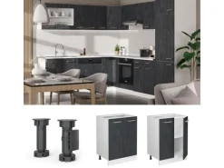 New Vicco Küchenunterschrank R-Line Schwarz Beton/Weiß 60 cm AP Anthrazit Beton Anthrazit