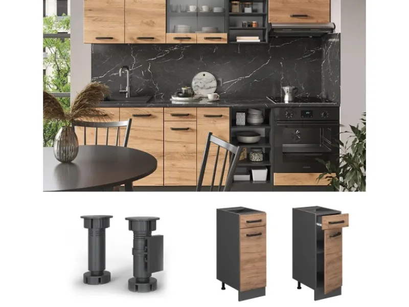 Küchenschränke|Einbauküchen<Vicco Küchenunterschrank R-Line Goldkraft /Anthrazit 30 cm ohne Arbeitsplatte