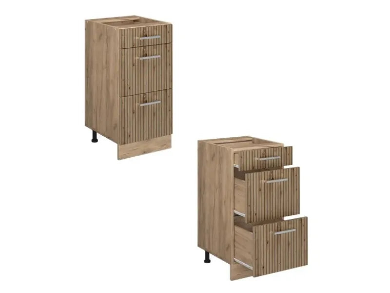 Vicco Küchenunterschrank R-Line Artisan-Eiche/Goldkraft Eiche 40 cm mit Schubladen ohne Arbeitsplatte< Einbauküchen