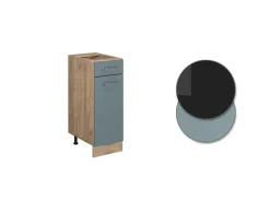 Vicco Küchenunterschrank R-Line Blau-Grau/Goldkraft Eiche 30 cm AP Eiche< Pfannen