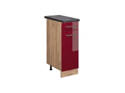Pfannen<Vicco Küchenunterschrank R-Line Bordeaux Hochglanz/Goldkraft Eiche 30 cm AP Anthrazit