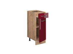 Pfannen<Vicco Küchenunterschrank R-Line Bordeaux Hochglanz/Goldkraft Eiche 30 cm AP Anthrazit