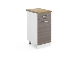 Pfannen<Vicco Küchenunterschrank R-Line Schubladenschrank für die Küche Grau/Weiß 40 cm AP Eiche
