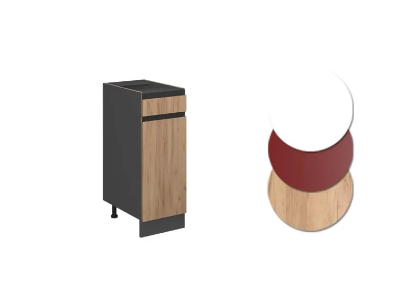 Vicco Küchenunterschrank R-Line Goldkraft /Anthrazit 30 cm J-Shape ohne Arbeitsplatte< Küchenschränke