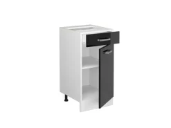 Vicco Küchenunterschrank R-Line Schwarz Hochglanz/Weiß 40 cm AP Eiche< Pfannen