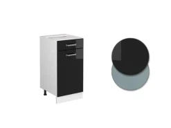 Vicco Küchenunterschrank R-Line Schwarz Hochglanz/Weiß 40 cm AP Eiche< Pfannen