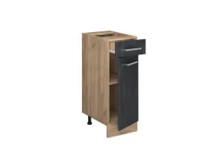 Kücheninseln<Vicco Küchenunterschrank R-Line Schubladenschrank für die Küche Schwarz Beton 30 cm AP Eiche mit Goldkraft Eiche Korpus