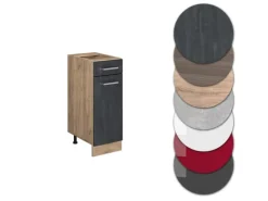 Kücheninseln<Vicco Küchenunterschrank R-Line Schubladenschrank für die Küche Schwarz Beton 30 cm AP Eiche mit Goldkraft Eiche Korpus