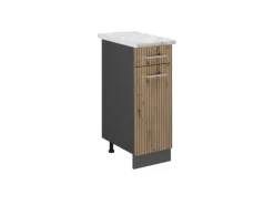 Pfannen<Vicco Küchenunterschrank R-Line Artisan-Eiche/Anthrazit 30 cm AP Marmor
