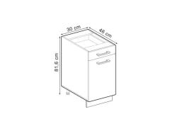 Vicco Küchenunterschrank R-Line Schwarz Hochglanz/Anthrazit 30 cm AP Eiche< Pfannen