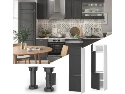 Outlet Vicco Kühlumbauschrank Fame-Line Hochschrank für die Küche -Gold/Weiß 60 cm Anthrazit