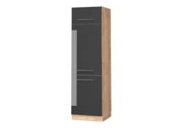 Vicco Kühlumbauschrank Fame-Line Hochglanz/Goldkraft Eiche 60 cm< Kühlschränke