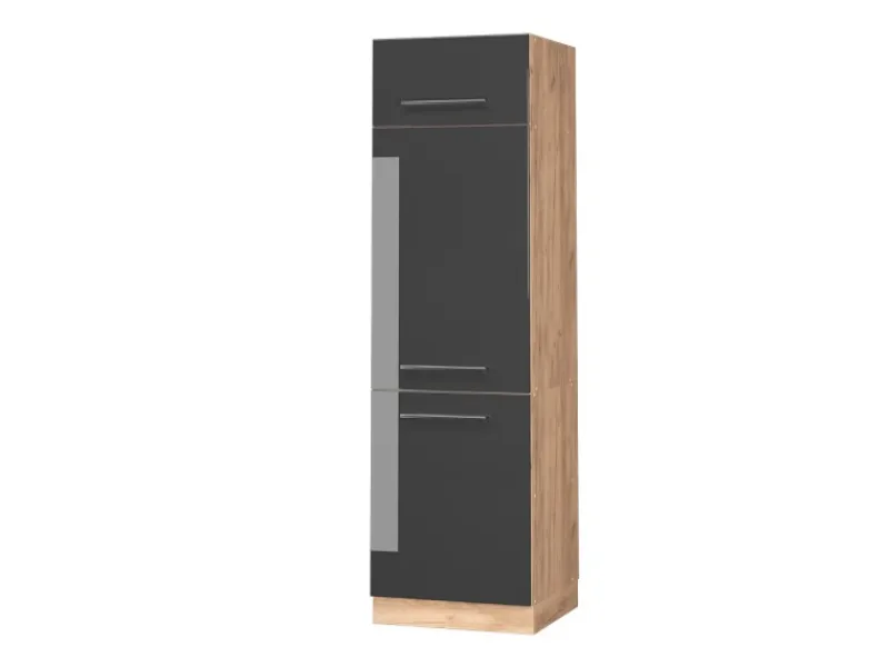Vicco Kühlumbauschrank Fame-Line Hochglanz/Goldkraft Eiche 60 cm< Kühlschränke