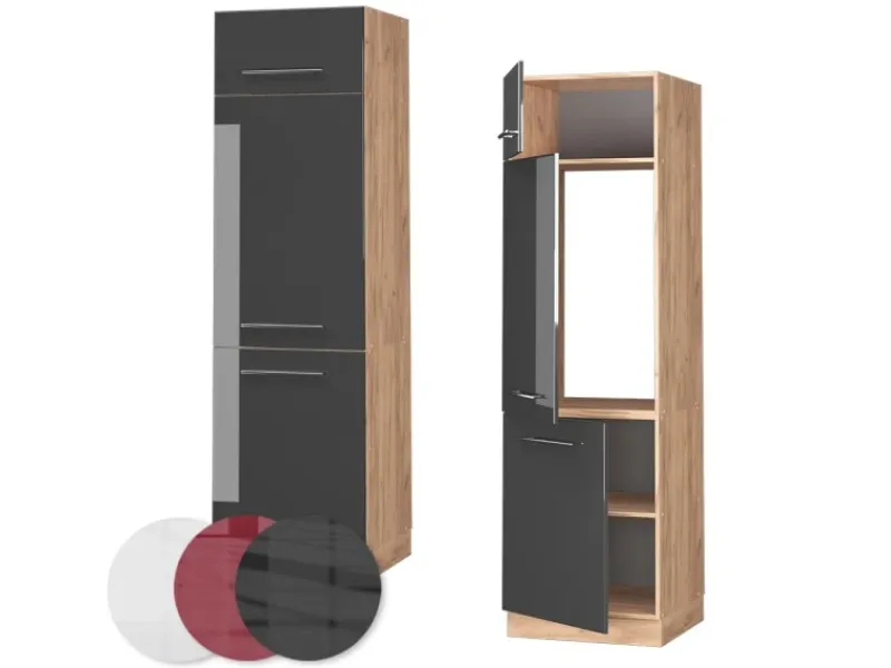 Vicco Kühlumbauschrank Fame-Line Hochglanz/Goldkraft Eiche 60 cm< Kühlschränke