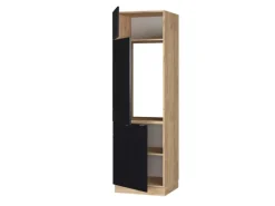 New Vicco Kühlumbauschrank Fame-Line Hochschrank für die Küche Gestreift 60 cm Schwarz