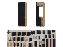 New Vicco Kühlumbauschrank Fame-Line Hochschrank für die Küche Gestreift 60 cm Schwarz