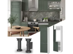 Sale Vicco Kühlumbauschrank Fame-Line Hochschrank für die Küche Grün-Gold Landhaus/Weiß 60 cm Dunkelgrün