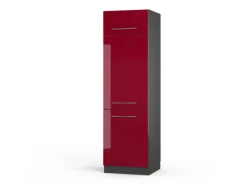 Vicco Kühlumbauschrank Fame-Line Hochschrank für die Küche Bordeaux Hochglanz/Anthrazit 60 cm< Kühlschränke|Küchenschränke