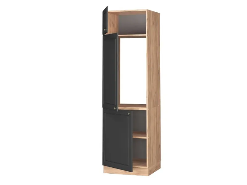 Vicco Kühlumbauschrank Fame-Line -Gold/Goldkraft Eiche 60 cm Anthrazit
