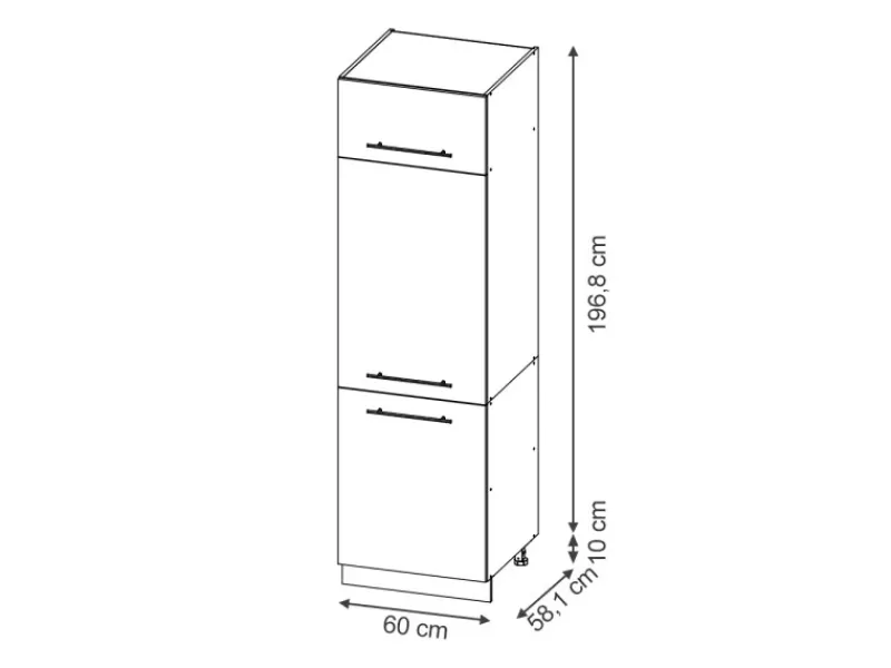 Outlet Vicco Kühlumbauschrank Fame-Line Hochschrank für die Küche Hochglanz/Weiß 60 cm Dunkelblau