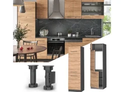 Vicco Kühlumbauschrank Fame-Line Hochschrank für die Küche Goldkraft /Anthrazit 60 cm< Kühlschränke|Küchenschränke