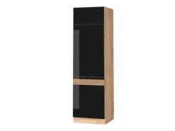 Vicco Kühlumbauschrank Fame-Line Schwarz-Eiche Hochglanz/Goldkraft Eiche 60 cm< Kühlschränke