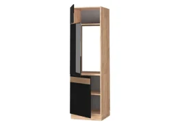 Vicco Kühlumbauschrank Fame-Line Schwarz-Eiche Hochglanz/Goldkraft Eiche 60 cm< Kühlschränke
