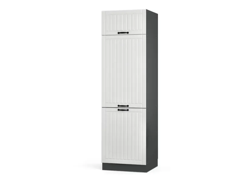 Discount Vicco Kühlumbauschrank Fame-Line Hochschrank für die Küche Landhaus/Anthrazit 60 cm Weiß