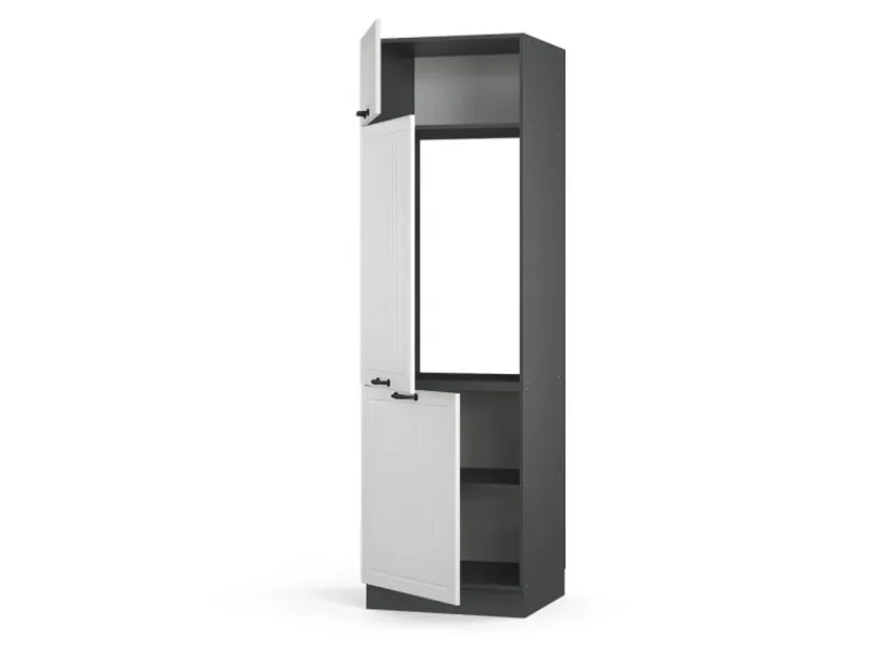 Discount Vicco Kühlumbauschrank Fame-Line Hochschrank für die Küche Landhaus/Anthrazit 60 cm Weiß