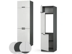 Discount Vicco Kühlumbauschrank Fame-Line Hochschrank für die Küche Landhaus/Anthrazit 60 cm Weiß