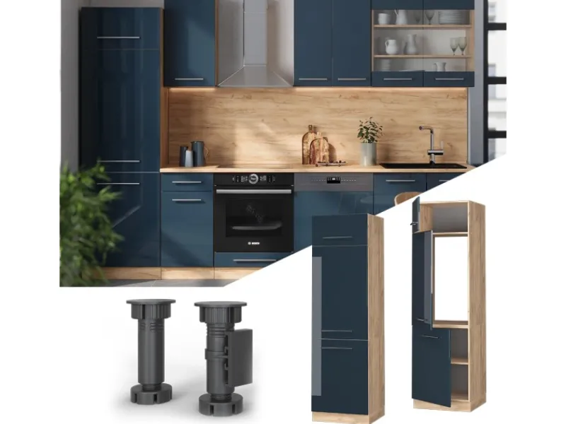 Vicco Kühlumbauschrank Fame-Line Hochglanz/Goldkraft Eiche 60 cm< Kühlschränke