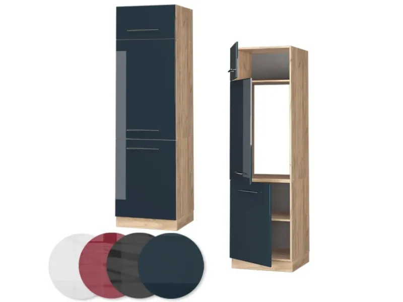 Vicco Kühlumbauschrank Fame-Line Hochglanz/Goldkraft Eiche 60 cm< Kühlschränke