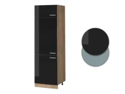 Best Vicco Kühlumbauschrank R-Line Schwarz Hochglanz/Goldkraft Eiche 60 cm Schwarz Glänzend