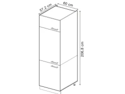 New Vicco Kühlumbauschrank R-Line Hochschrank für die Küche Artisan-Eiche/Anthrazit 60 cm Artisan Eiche