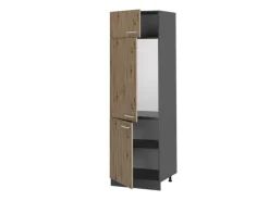 New Vicco Kühlumbauschrank R-Line Hochschrank für die Küche Artisan-Eiche/Anthrazit 60 cm Artisan Eiche