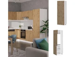 Gefrierschränke<Vicco Kühlumbauschrank R-Line Hochschrank für die Küche Artisan-Eiche/Weiß 60 cm